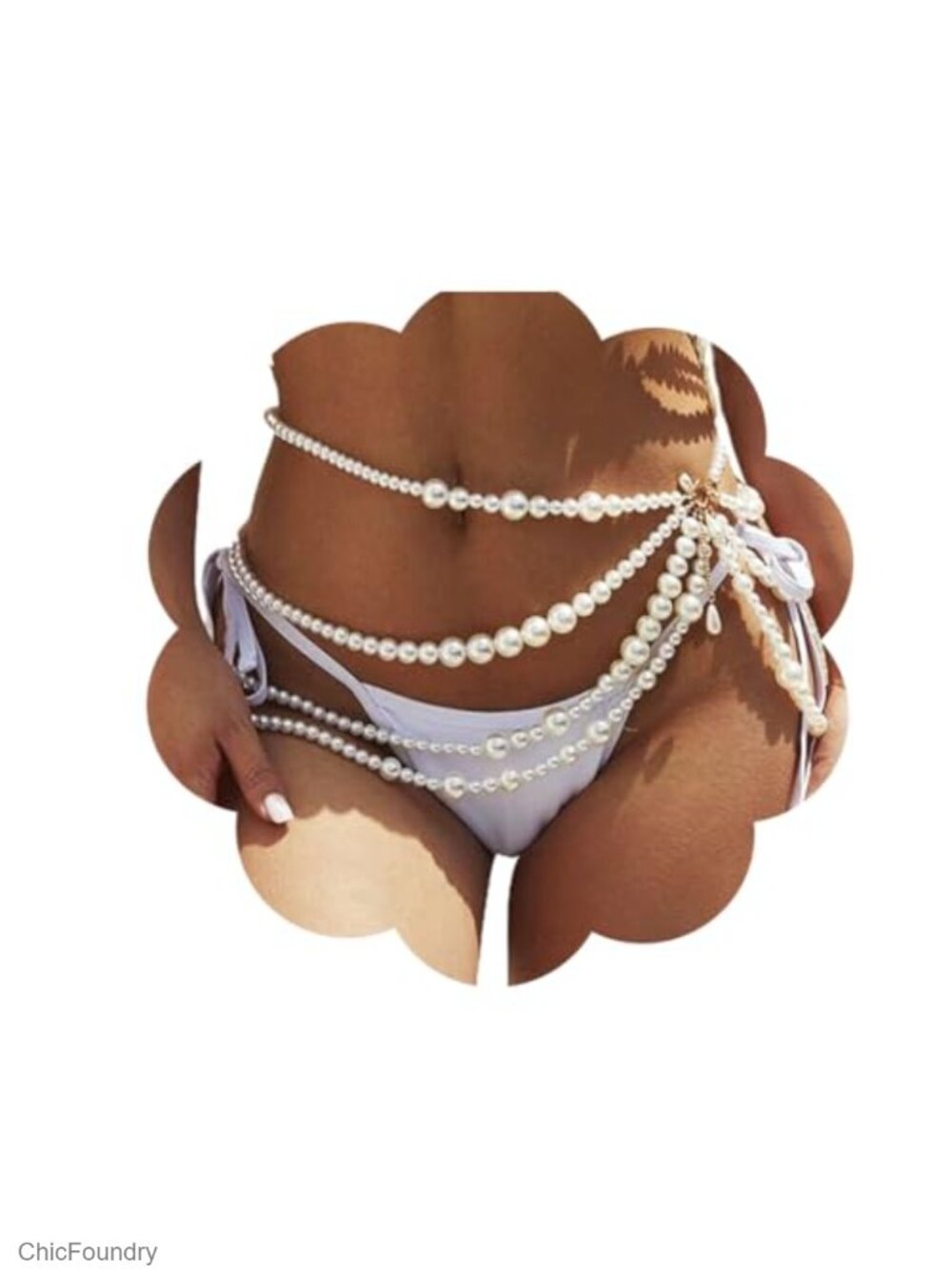 Pearl Waist Chain Body Jewelry Layered Belly Chain Pearl Belt Summer Rave Party